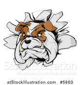 Vector Illustration of a Tough Bulldog Breaking Through a Wall by AtStockIllustration