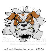 Vector Illustration of a Tough Bulldog Breaking Through a Wall by AtStockIllustration