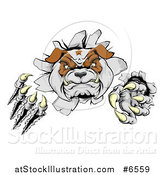 Vector Illustration of a Tough Bulldog Monster Clawing Through a Wall by AtStockIllustration