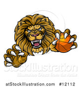 Vector Illustration of a Tough Clawed Male Lion Monster Mascot Holding a Basketball by AtStockIllustration