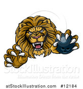 Vector Illustration of a Tough Clawed Male Lion Monster Mascot Holding a Bowling Ball by AtStockIllustration