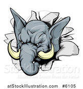 Vector Illustration of a Tough Elephant Breaking Through a Wall by AtStockIllustration