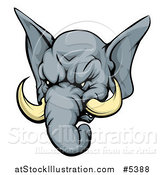 Vector Illustration of a Tough Elephant Mascot Head by AtStockIllustration
