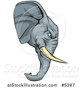 Vector Illustration of a Tough Elephant Mascot Head in Profile by AtStockIllustration