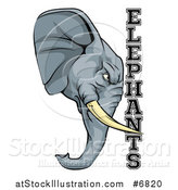 Vector Illustration of a Tough Gray Elephant Mascot Head and Text by AtStockIllustration