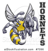 Vector Illustration of a Tough Hornet Sports Team Mascot Holding up Fists by Text by AtStockIllustration