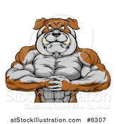 Vector Illustration of a Tough Muscular Bulldog Man Punching One Fist into a Palm by AtStockIllustration