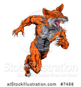 Vector Illustration of a Tough Muscular Fox Man Sprinting by AtStockIllustration