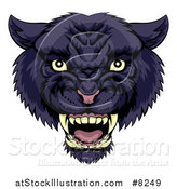 Vector Illustration of a Tough Roaring Black Panther Mascot Head by AtStockIllustration