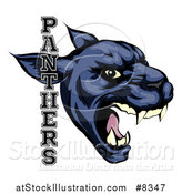 Vector Illustration of a Tough Roaring Black Panther Mascot Head with Text by AtStockIllustration