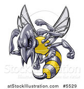 Vector Illustration of a Tough Wasp Mascot Holding up Fists by AtStockIllustration