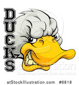 Vector Illustration of a Tough White Duck Mascot Head and Text by AtStockIllustration