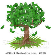 Vector Illustration of a Tree Growing an Abundant Amount of Dollar Bills, Symbolising Environmental Expenses, Trust Funds, Riches, Etc by AtStockIllustration