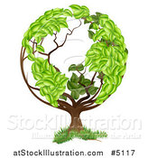 Vector Illustration of a Tree with a Leafy Earth Globe Canopy by AtStockIllustration