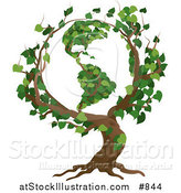 Vector Illustration of a Tree with Branches Growing in the Shape of the Earth with the America's Featured by AtStockIllustration