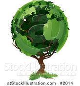 Vector Illustration of a Tree with Foliage in the Shape of Earth's Continents by AtStockIllustration