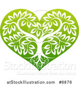 Vector Illustration of a Tree with Roots and Leafy Branches Inside a Gradient Green Heart by AtStockIllustration