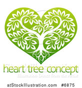 Vector Illustration of a Tree with Roots and Leafy Branches Inside a Gradient Green Heart over Sample Text by AtStockIllustration