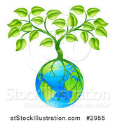 Vector Illustration of a Tree with Roots Growing Around Earth by AtStockIllustration