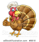 Vector Illustration of a Turkey Bird Chef Giving Two Thumbs up by AtStockIllustration