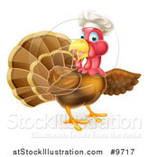 Vector Illustration of a Turkey Bird Chef Presenting to the Right by AtStockIllustration