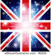 Vector Illustration of a Union Jack Flag Background with Flares and a Burst. by AtStockIllustration