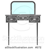 Vector Illustration of a Vanity Dressing Table with a Mirror by AtStockIllustration