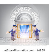 Vector Illustration of a Venue Entrance with Welcoming Friendly Doormen and Perfect Job Text by AtStockIllustration