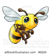 Vector Illustration of a Very Cute Bee with Big Eyes by AtStockIllustration