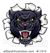 Vector Illustration of a Vicious Black Panther Breaking Through a Wall by AtStockIllustration