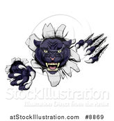 Vector Illustration of a Vicious Black Panther Shredding Through a Wall by AtStockIllustration