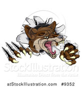 Vector Illustration of a Vicious Coyote Mascot Slashing Through a Wall by AtStockIllustration