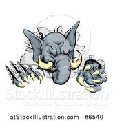 Vector Illustration of a Vicious Elephant Monster Clawing Through a Wall by AtStockIllustration