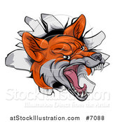 Vector Illustration of a Vicious Fox Breaking Through a Wall by AtStockIllustration