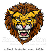 Vector Illustration of a Vicious Male Lion Mascot Head by AtStockIllustration