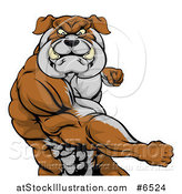 Vector Illustration of a Vicious Muscular Bulldog Man Punching by AtStockIllustration