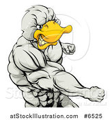 Vector Illustration of a Vicious Muscular Duck Man Punching by AtStockIllustration