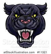 Vector Illustration of a Vicious Roaring Black Panther Mascot Head by AtStockIllustration