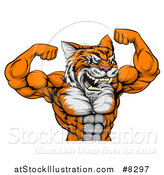 Vector Illustration of a Vicious Tough Tiger Man Flexing His Big Muscles by AtStockIllustration