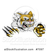 Vector Illustration of a Vicious Wild Cat Slashing Through a Wall by AtStockIllustration