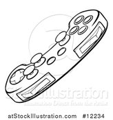 Vector Illustration of a Video Game Controller in Black and White by AtStockIllustration