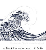 Vector Illustration of a Vintage Woodcut Engraved Japanese Styled Ocean Wave by AtStockIllustration