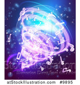 Vector Illustration of a Vortex of Music Notes on Blue by AtStockIllustration