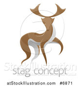 Vector Illustration of a Walking Brown and White Stag Deer Buck over Sample Text by AtStockIllustration