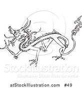 Vector Illustration of a Walking Dragon Outline by AtStockIllustration