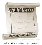 Vector Illustration of a Wanted Dead or Alive Poster with Bullet Holes by AtStockIllustration