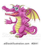 Vector Illustration of a Waving Pink Dragon by AtStockIllustration