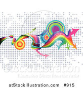 Vector Illustration of a Website Background of Twisting Rainbows, Arrows and Targets over a Dotted Background by AtStockIllustration