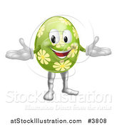 Vector Illustration of a Welcoming Floral Green Easter Egg Mascot by AtStockIllustration