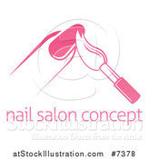 Vector Illustration of a White and Pink Nail Polish Brush and Finger Above Sample Text by AtStockIllustration